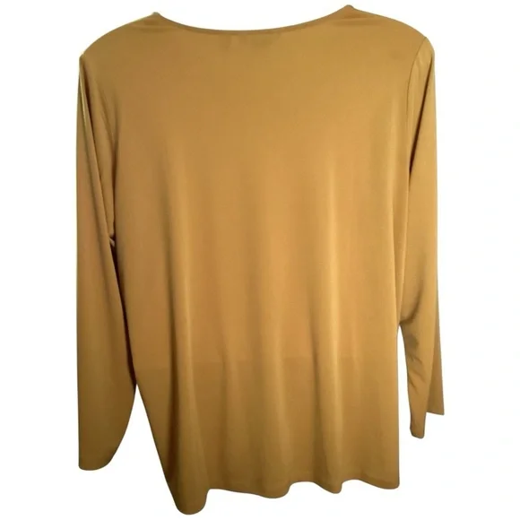Susan Graver Mustard Keyhole Blouse Plus Size 3X - Picture 3 of 8
